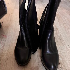 Black Leather Knee-High Boots